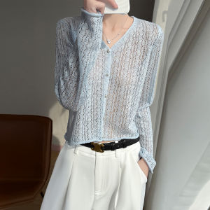 SHEHAN | French Style Bamboo Texture Short Sleeve Cardigan