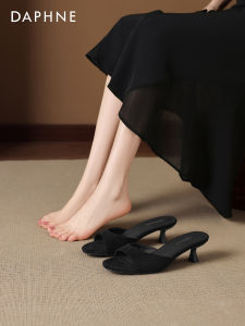 Daphne | French Style Peep Toe High Heels Black Sandals