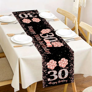 Rose Gold Birthday Table Runner Print Dining Table Decor Party Supplies Indoor Banquet Event Table Decor