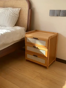 MIZONA 3 Layer Bamboo Bedside Cabinet With Drawer Storage Cabinet Bambu Laci Meja Kasur Bilik Tidur Meja sisi