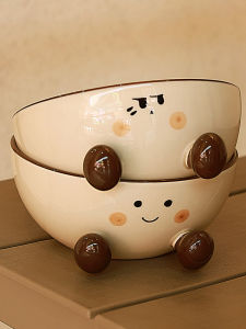 Bát Đựng Mì Tròn Bằng Gốm Sứ Hình Chân Tròn Phong Cách Hoạt Hình Dễ Thương Dành Cho Nữ Bát Đựng Súp Tráng Men Nổi Bát Đựng Mì Tráng Men Nổi