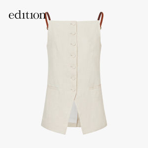 Edition Womens Suit Vest Summer New Silk Linen Leather Strap Suit Jacket EBE2WAI003 Fashionable Casual Elegant Top