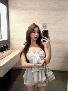 GUZILIAN | เสื้อกั๊กแขนกุดผ้าชีฟอง Pure Desire สำหรับผู้หญิงในฤดูร้อน เสื้อทรงเข้ารูป ทรงสั้น เสื้อคลุมแบบสวมหัว เสื้อผ้าทำงานสไตล์เกาหลี