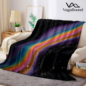Chăn Flanel Lấp Lánh Cầu Vồng Sao Ấm Áp Mềm Mại Trang Trí Halloween Giáng Sinh Dùng Được Quanh Năm Quà Tặng Ấm Cúng 100% Polyester Thủ Công Đan Móc.