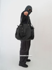 Retro Style Large Capacity Motorcycle Bag Mens Short Trip Commuting Shoulder Crossbody Bag Handbag Soft PU Leather Backpack