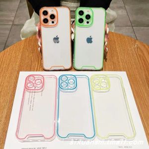 Creative Glow-in-the-dark Edge Frame Candy Colored iPhone Case Full Lens Protection Transparent Shockproof Anti-fall Soft Shell