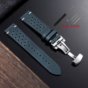 18mm 19mm 20mm 21mm 22mm 24mm High Quality Retro Cowhide Watch Strap for Universal Breathable Watch Band Accessories with Tool