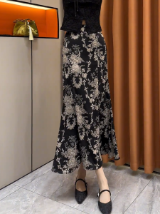 QINGNAER | Elegant High Waist Thin Ice Silk Skirt
