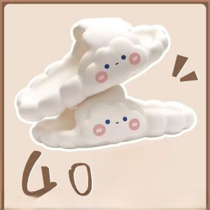 Anti-Slip Bath Slippers Womens Summer Indoor Home New Style Cloud Feeling Slippers Bathroom Cool Clouds High Heel Wool Leather