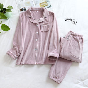 Island Velvet Single Piece Womens Sleepwear Coral Fleece Flannel Long Sleeve Loose plus Size Home Clothes Warmth Comfortable
