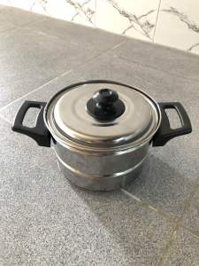 PANCI KUKUS STAINLES 16cm TUTUP KACA FREE ENTONG