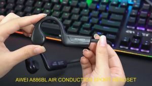 AWEI A886BL Air Conduction Wireless Headphones | Bluetooth Sport Earphone In-ear Earbud For HIFI Running Handsfree Headset Earbuds