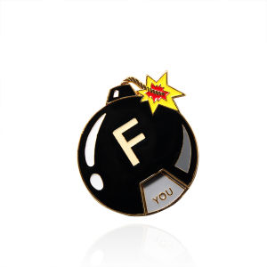 Interactive F Bomb Spinning Enamel Pins Rotatable Metal Badge Brooch for Women Men Lapel Pin Jewelry Gift