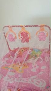 NO.199A เปลโยกเด็กโครงเหล็กแข็งแรงทนทาน มีเสาลูกเล่นโมบาย มีของแถม พร้อมส่งในไทย