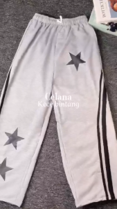 List Stars Celana Kulot Wanita | Bawahan Sweat Pants Celana Panjang | Celana Korean Style Kekinian
