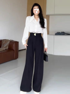 Quần Ống Rộng Cạp Cao Cho Nữ Mùa Thu Quần Ống Đứng Dáng Quả Lê Quần Dài Thường Ngày Đa Năng