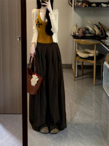 XUECAIQI | New Style Short Knitwear Outfit V-Neck Sleeveless Vest Flared Pants Set
