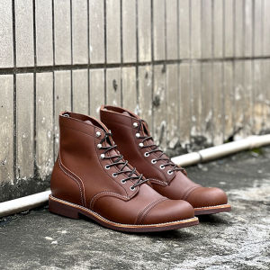 Handmade High-Top Martin Boots Leather Work Boots Casual Autumn Winter Mens Shoes round Toe Rubber Outsole Worn-In Color Leather