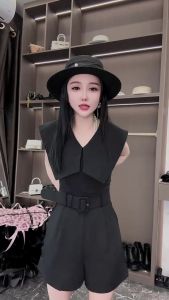 Internet Celebrity Top-Selling Product Fashion Elegant High Street One-Piece Shorts Female 2024 Summer New Arrival Waist-Tight Slim Looking Easiest for Match Jumpsuit