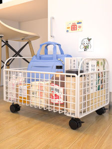 Mobile Book Bag Storage Rack Classroom Desk underneath Book Organizer Metal Constructed Rotatable Free Moving Wheel Basket