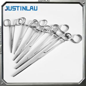 JUSTINLAU 16/18/20CM Bent/straight Stainless Steel Locking Hemostatic Forceps Cupping Cotton Surgical Forceps Fishing Tool Plier