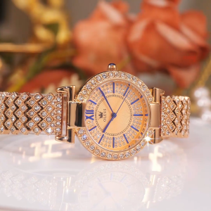 OLEVS Jam Tangan Wanita Anti Air Original Unik Berlian Stainless Steel Fashion Bisnis Rose Gold Womem Watch