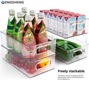 6Pcs Refrigerator Organizer BinsMulti Functional Stackable Fridge Food Storage BoxWith Handle for Kitchen Food Drinks Storage