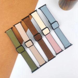 สายนาฬิกาข้อมือหนัง หัวเข็มขัดแม่เหล็ก สําหรับ Apple Watch Ultra 3 2 49 มม. 45 มม. 41 มม. iWatch Series 11 10 9 8 7 6 5 4 SE3 46 มม. 42 มม. 38 มม. 44 มม. 40 มม.