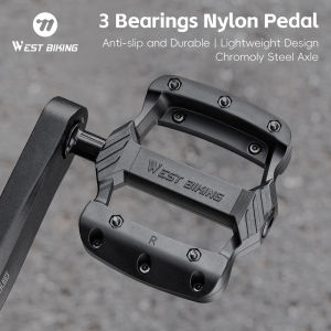 WEST BIKING Bike Pedals Lightweight 3 Bearing Nylon Bicycle Pedal Widen Anti-slip Sealed Bearing Cycling Flat Pedal Bike Parts