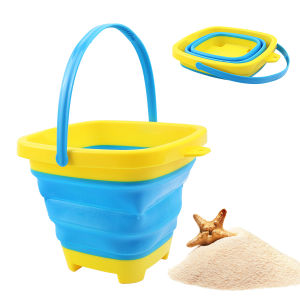 Foldable Silicone Bucket Beach Toys Summer Sand Playing Outdoor Toy Children Portable Folding Sandbox Bucket For Kids