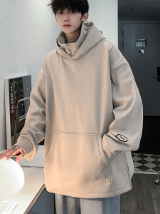 Ins Style Mens Oversize Hoodie Thickened Fleece Loose Fit Autumn Winter Zipper Decorated Pullover Jacket for plus Size Guys