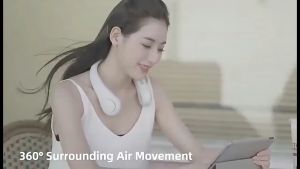 [SG stocks]Leafless hanging neck fan usb charging portable silent big wind lazy fan