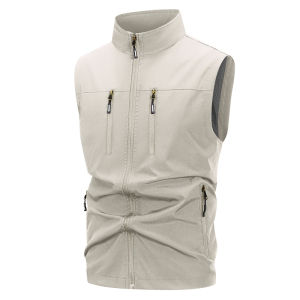 Mens Lightweight Softshell Vest with Zipper Pockets Windproof Sleeveless Jacket for Hiking Golf Outdoor Outwear Windbreaker
