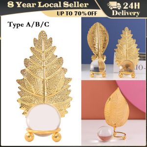 ❤️【Same Day Delivery】 Iron Leaves with Clear Crystal Ball Golden Leaf Decor Home Desktop Livingroom Ornament Wedding Praty Gift Home Decoration Crafts ZJJ-Leaf-Crystal-Ornament