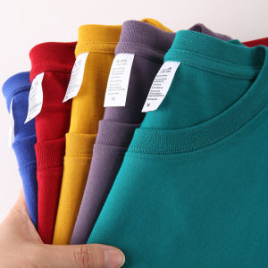 Áo Thun Cotton Nguyên Chất Tay Ngắn Mùa Hè Dáng Rộng Cổ Tròn Màu Trơn Thường Ngày Thoải Mái Thoáng Khí Thời Trang