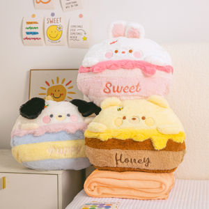 หมอนอุ่นแบบสองในหนึ่ง ผ้าขนแกะคอรัล หมอนสำหรับนอนพักผ่อนในช่วงกลางวัน สำหรับผู้หญิงในออฟฟิศ หมอนสำหรับใช้ในรถ