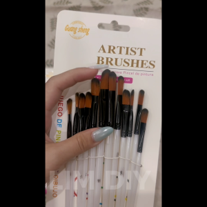 Bộ 12 Cọ Vẽ Thân Nhựa Trắng Đủ Đầu Nhọn Xéo Dẹp Oval Cọ Vẽ Màu Nước Acrylic Gouache LIM DIY