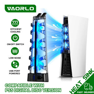 For PS5 Both Disc/Digital Editions Cooling Fan with LED Light for PS5 Both Disc/ Digital Editions Gaming Accessorie Cooling Syst