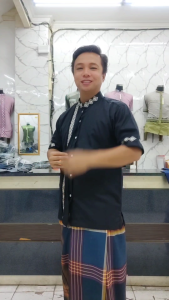 Baju Koko Pria Dewasa Terbaru Bahan Katun Kombinasi Bordir Lengan Pendek