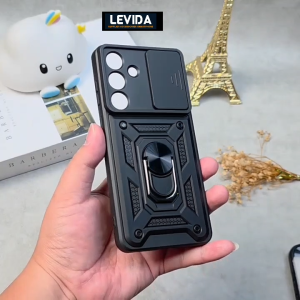 Samsung S25 FE Case Robot Ringstand Slide Kamera Black Samsung S25 FE