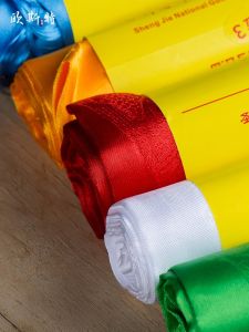 Ouest Tibetan Mongolian Ethnic Group Silk Weaving Five Color Harmonious Eight Treasure Khata Home Decoration Ornament 3 Meters Long