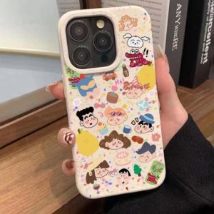For iPhone 14 Pro max Crayon Shin-chan and Family 13 12 11 15 8plus 7plus iPhone Case XR X Xs Max 11pro