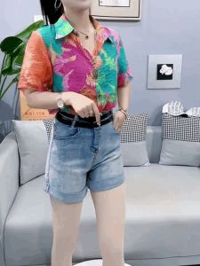 Áo Sơ Mi Nữ Tay Ngắn Dáng Rộng Cổ Polo Thời Trang Đa Năng Màu Sắc Bằng Vải Voan Chất Lượng Cao Cấp Mặc Thường Ngày