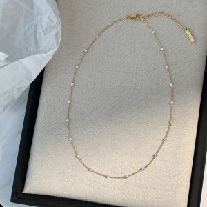 Elegant Minimalist 14K Gold Plated Sparkling Choker Necklace for Women Slim Fine Lockbone Chain Luxury Fashion Jewelry