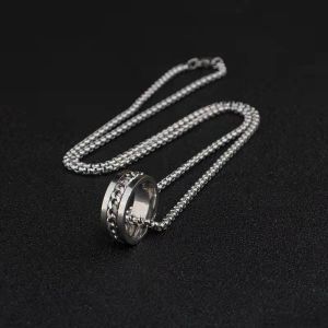 Nhẫn Nam Hiphop TIN Dây Xích Mặt Xoay Màu Bạc Không Gỉ - Nhẫn Thời Trang Nam Cao Cấp Titan Maxshopdoc