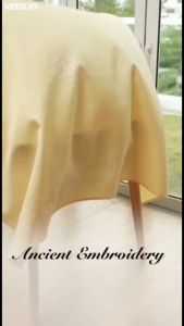 Lace & Embroidery Ancient Floral Embroidery Rectangle Polylinen Placemats/Table Mats. 30x45cm/12x18”. (Buttercream) Alas Pinggan Meja