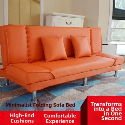 PU Leather Convertible Sofa Bed for Small Spaces