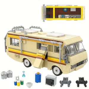 360pcs MOC Breaking Bad Cooking Lab RV Car Building Blocks Kit High-tech Bus Vehicle DIY Educational Model Van Toys Gifts