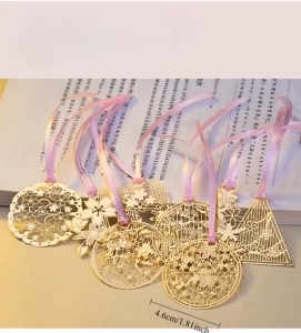 Cherry blossom metal bookmark hollowed out cherry blossom tassel book clip brass antique style bookmark
