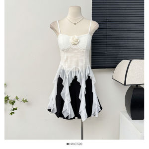 เสื้อกั๊กสายเดี่ยวผ้าตาข่ายลายดอกไม้ 3 มิติสไตล์ฝรั่งเศส สำหรับผู้หญิง ฤดูใบไม้ร่วง ทรงสลิมฟิต เสื้อครอปสายเดี่ยว แขนกุด